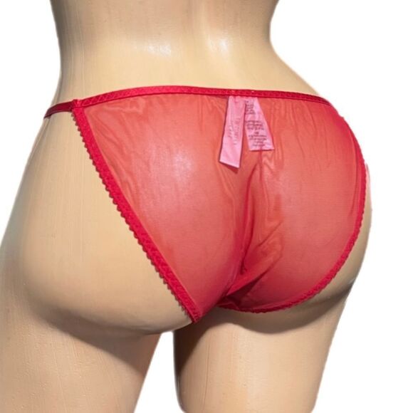 Victorias Secret Sexy sheer mesh lace string bikini panty Red Medium - Picture 1 of 3